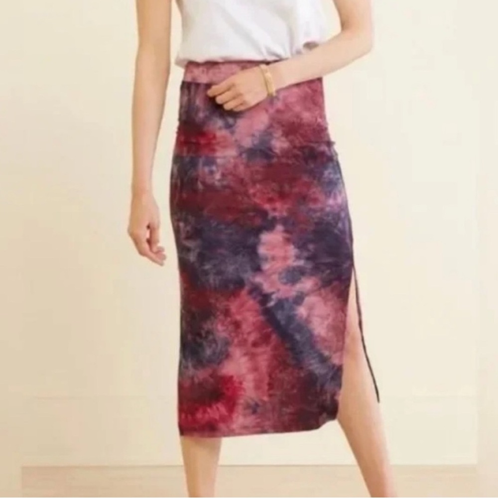Sundry Red and Blue Tie-Dye Pencil Skirt